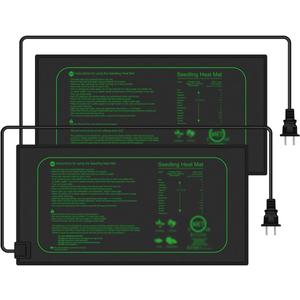 2 Pack 21W Seedling Heat Mat for Seed Starting, 10" x 20.75" Waterproof Heating Pad for Indoor Plants Germination