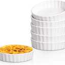 Creme Brulee Ramekins, 6 Pcs Oval Ceramic Baking Dishes 4 OZ, 5.2 Inch Oven Safe Baking Dishes for Souffle, Dessert, Baked Gratins, Prep Bowls for Ingredients, Dipping Sauces  Dishwasher Safe & Stackable