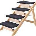 RunLexi Pet Stairs/Steps, Large Dogs Steps for High Beds, Sofa, Couch, Car, 2-in-1 Foldable Wood Dog Ramp with Non-Slip Pads, Safety, Durable Portable Dog/Cat Ladder Up to 110 lbs, 4 Steps