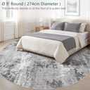 Washable 5x5 Round Rugs for Living Room: Abstract Modern Home Decor Rug