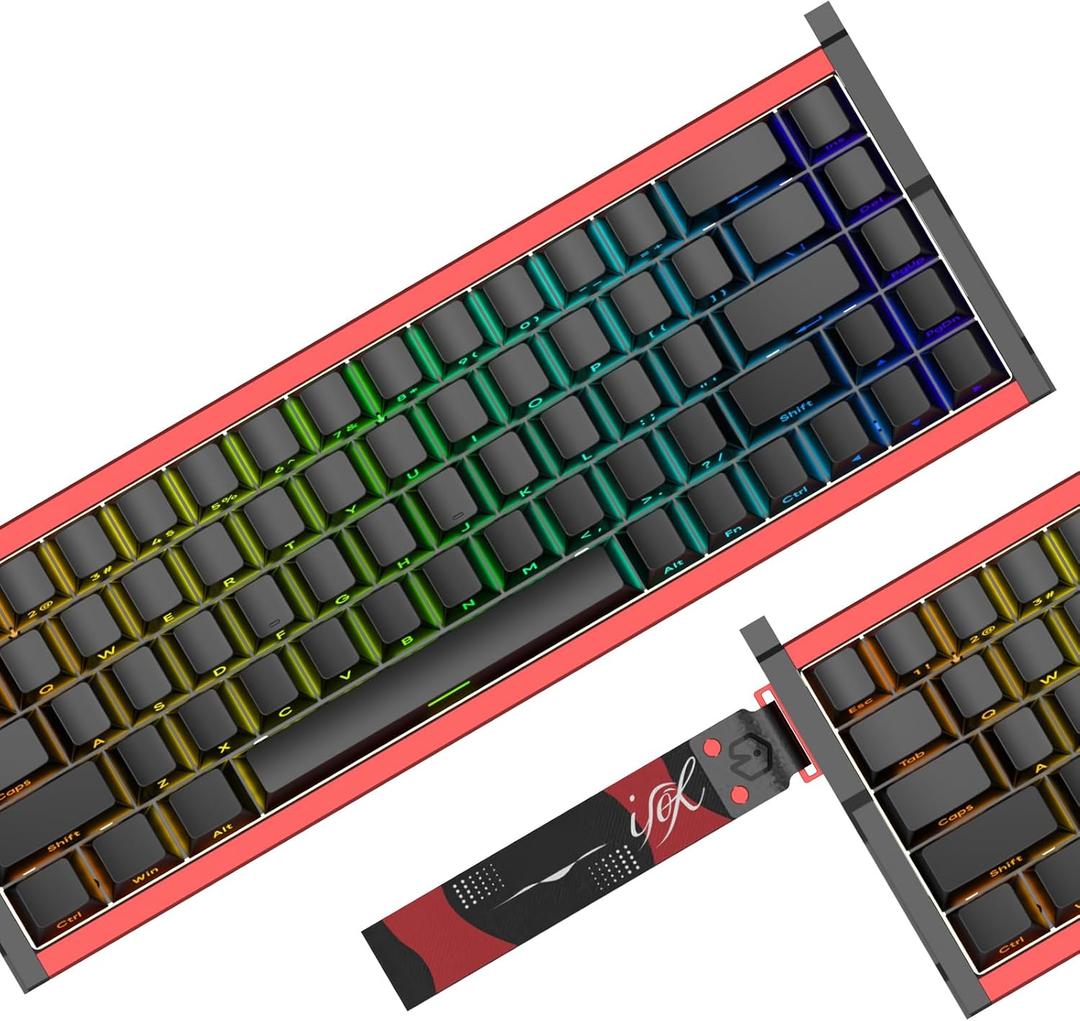 IROK MG68 Max TriMode Full Aluminum Alloy Body, Wireless Magnetic Switch Keyboard, 65% TKL High Refresh Rate, Low Latency USBC/2.4GHz/Bluetooth Gaming Keyboard（Black Red）
