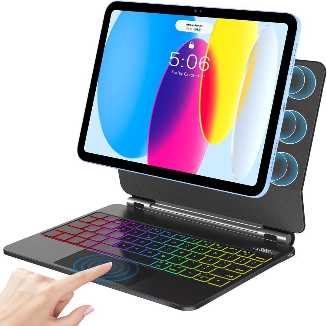 COO Keyboard Case for iPad 11th (A16, 2025) & 10th Gen 10.9" (2022)Floating Cantilever Stand with Multi-Touch TrackpadBacklit Magic Keyboards for iPad A16 Case with Keyboard 11th/10th Gen (Black)