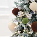 Senjie 18 PCS Velvet Ornaments Balls Sets for Christmas Tree 3.15inch Multicolor Flocked Christmas Balls Assortment for Xmas Tree Holiday Decor (Brown,Green and Khaki Each 6pcs)