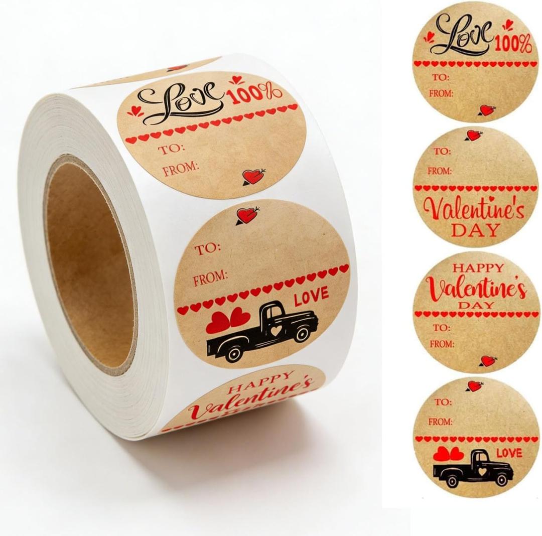 2 x Hodmopli Valentine's Day Tag Stickers 1.5 Inch Heart to & from Valentine's Day Gift Tags Stickers for Envelopes Seal Boxes Cards Wedding Gift Wrapping Bags(504 Pcs)