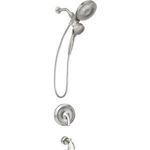 Moen 82304SRN Engage Multi-Function Handshower and Rainfall Shower Head Trim Combo with Handle, Tub Spout, Metal Hose and Valve, Brushed Nickel