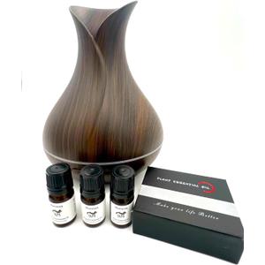 Romexa Smart WiFi Essential Oil Aromatherapy Diffuser & Humidifier with Alexa & Google Home App Control and 3 Pack of Oils - 400ml Dark Brown LED Timer Settings - Natural Home Fragrance