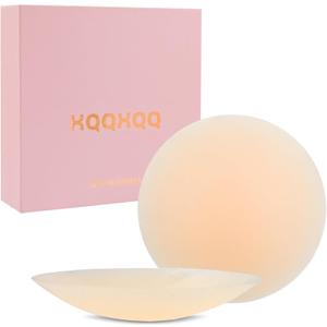 Sticky Nipple Covers for Women Silicone Breast Petals No Show Adhesive Reusable Push Up Pasties Nipple Cover with Lift (3.15 in (Fits A-C Cups), Cream)