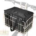 Zacro Folding Bicycle Bike Basket Front with Removable Liner Bag, Large Quick Release Design Metal Ebike Basket for Adult Women/Men Carrying Dogs, Pets, Fruit & Grocery