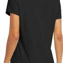 MAGCOMSEN Women's Workout Tops Short Sleeve UPF 50+ Athletic Shirts Quick Dry V-Neck T-Shirt Moisture Wicking Gym Tee (Black, L)