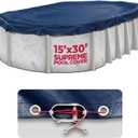 15x30 ft Oval Winter Pool Cover for Above Ground Pools, Navy, Resistant