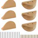 MOROBOR 100mm Half Moon Drawer Handles, 6PCS Wooden Semi Circle Pulls Beech Wood Wardrobe Hardware Double Hole Handle for Drawer Cabinet Wardrobe (101mm)