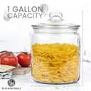 1 Gallon Glass Cookie Jar with Lid Glass Jar with Lid - Airtight Food Storage Container for Cookies, Candy, Flour, Dog Treats Clear Large Kitchen Jar for Pantry - Glass Containers with Lids