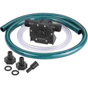 Self-Priming Mini Hand Water Transfer Drill Pump Kit with Water Hose & Oil Hose for Home Water Oil Fluid Transfer (Black)