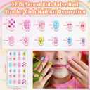 144 Pcs Kids Fake Nails Set, Thrilez 6 Pack Press on Nail Pre-glue Artificial False Acrylic Nails Set for Little Girl Children Toddlers