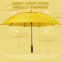 ZOMAKE Automatic Open Extra Large Golf Umbrella 62 Inch, Double Canopy Vented Windproof Oversize Stick Umbrellas for Rain, Yellow