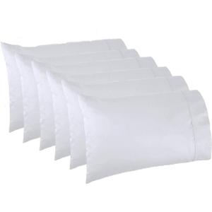 6 White Standard/Queen Pillow Case - Soft Hotel Style Polly Cotton Blend, 200 Thread Count, Wrinkle Free Linen Pillow Cover, Pillowcases by Towels N More