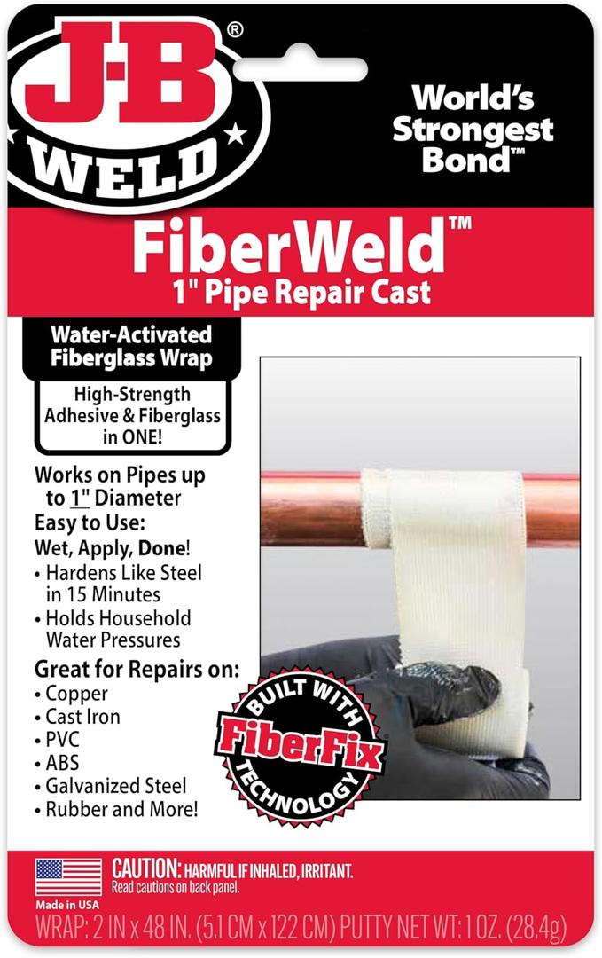 FiberWeld Pipe Repair Cast 2x48 Inch  High Strength Adhesive Fiberglass Wrap  White