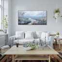 KLAKLA Large Canvas Art Plum Blossom Lake White Wall Decor Living Room Bedroom Picture Over Bed Framed Artwork for Wall Modern Canvas Paintings Office 20x40 Inches