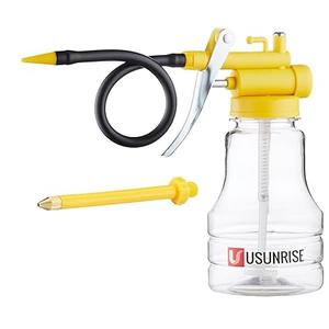 2 Sets Oil Can Transparent High Pressure Oiler Lubrication Oil Can Bottle Oiling with Rigid & Flex Spout Thumb Pump Tool Oiler