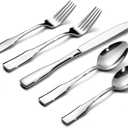 Alata Kate 40-Piece Silverware Set,Service for 8,Stainless Steel Flatware Set,Mirror Polished Cutlery Set,Dishwasher Safe