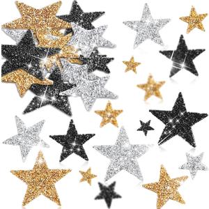 Geosar 60 Pcs Iron on Star Patches Star Shaped Rhinestone Appliques Adhesive Glitter Patches Rhinestone Appliques Embellishments for DIY(Black Gold Silver) Geosar 60 Pcs Iron on Star Patches Star Shaped Rhinestone Appliques Adhesive Glitter Patches Rhinestone Appliques Embellishments for DIY(Black Gold Silver)