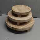 3 Pcs Wood Plant Stand Indoor Outdoor, Round Wood Riser for Decor 6/8/10" Wooden Stool Display Stand Flower Pot Holder Small Planter Tray Modern Potter Decorative for Desktop Counter Room (Natural)