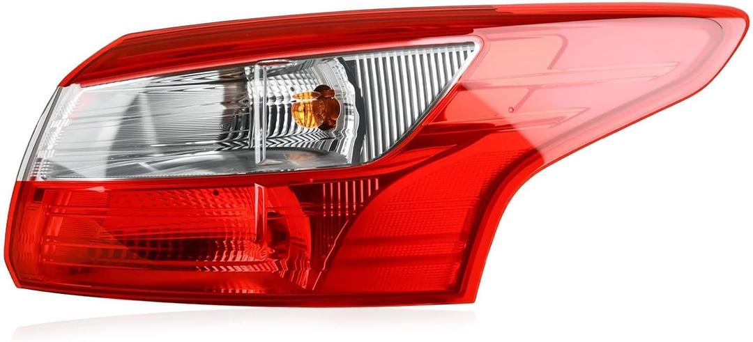 Tail Lights Outer Compatible with 2012-2014 Ford Focus S SE SEL Titanium Sedan Halogen Type Brake Rear Lamp Taillights Replacement for FO2819151