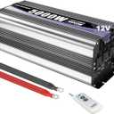 Cantonape 5000W Power Inverter 12V to 110V/120V DC to AC with LCD Display, Remote Controller and 4 x AC Outlets Car Adapter for Car Truck Boat RV Off Grid Solar System