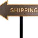 6" x 15.5" Left Arrow Shipping Statement Plaque Sign with Lawn Stake - Hammered Bronze