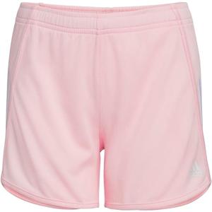 adidas Girls' Elastic Waistband 3 Stripe Mesh Short (Small Plus, Medium Pink)