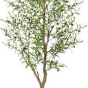 FEELEAD 6FT Faux Olive Tree, Large Olive Trees Artificial Indoor with Natural Wood Trunk & Lifelike Leaves, Tall Artificial Olive Tree with Pot for Home Office Living Room Decor