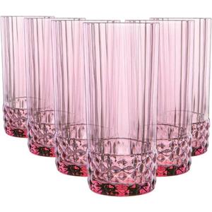 Bormioli Rocco America '20s 16.625 oz. Cooler Glasses, Lilac Rose, Set of 6