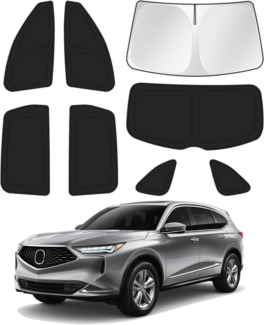 Canvcle Sunshade for 2021-2025 2026 Acura MDX Accessories Windshield Sun Shade Side Rear Window Shade Cover Sun Visor Shield Privacy Protection Keep Vehicle Cool Black 8PCS
