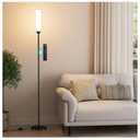 Ambimall LED Floor Lamp with Remote Control, 65" Standing lamp with Stepless Adjustable 3000K-6500K Colors & 30-100% Brightness, Foot Switch(Black)