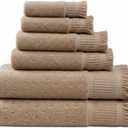 SOFE H&L | NADIAS Luxury Turkish Cotton Towel Set of 6 (2 Bath Towels 2 Hand Towels 2 Wash Cloths) Moon | Light, Premium, Soft, Durable, Absorbent - Hotel Quality Towel Set for Bathroom