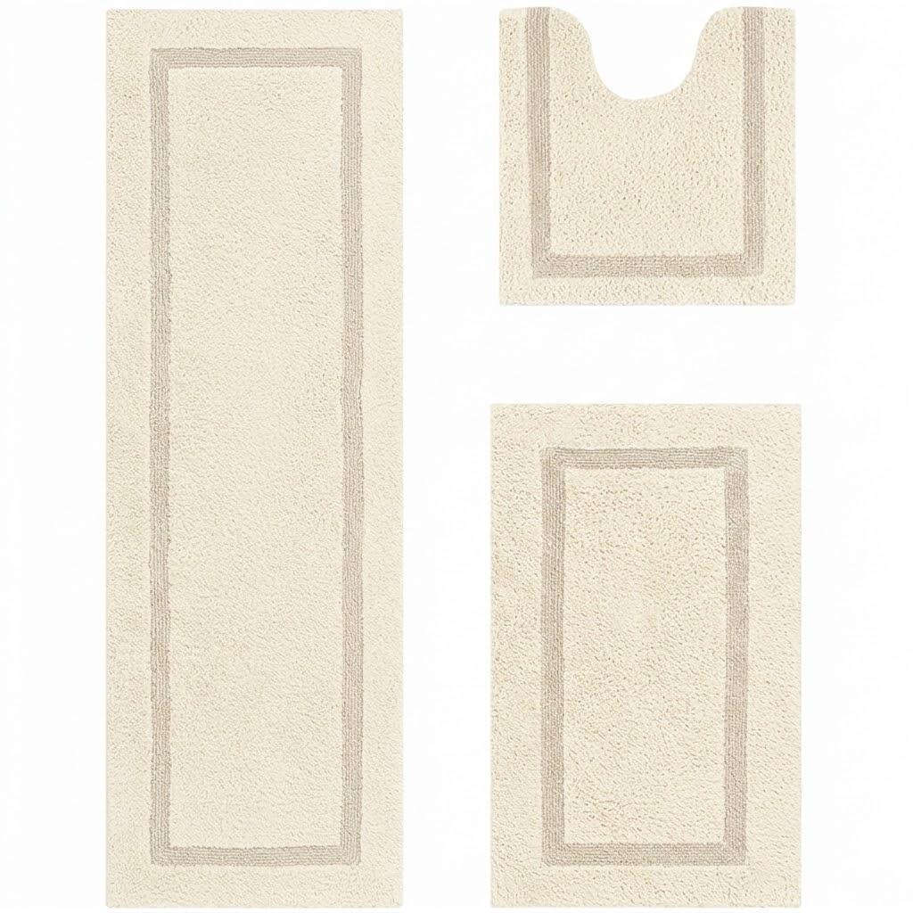 Better Trends 3 Piece Bathroom Rug Set Sage Rectangle, Contour, Runner Bathmat Reversible Soft, Cotton Rugs Absorbent Machine Washable for Bathroom Floor Decor, Bathtub Toilet Base Lux Collection