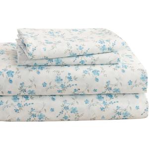 4 Piece Sheets Set Floral - Sleep Better Than Ever with These Ultra-Soft & Cooling Bed Sheets for Your Bed - Deep Pocket Fits 16"-24" Mattress (Blue,Queen (U.S. Standard)