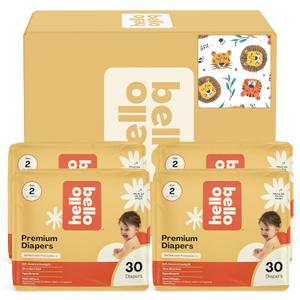 Hello Bello Diapers, Size 2 (10-16 lbs) Wild Cats, 120 Count Value Pack of Premium Disposable Baby Diapers, Hypoallergenic with Soft, Cloth-Like Feel
