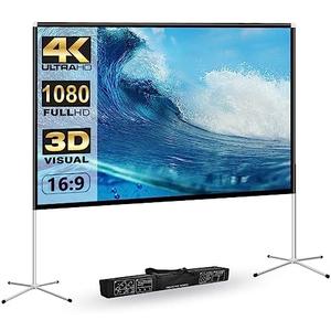 Projector Screen Outdoor Portable Movie: 120 inch Foldable Projection Screen with Stand Legs and Carry Bag for Camping Party