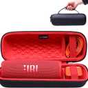 LTGEM Case Compatible with JBL Flip 7/5 / 6 / Grip Waterproof Portable Bluetooth Speaker, Office Hard Travel Carrying Storage Bag - Black+Red(Case Only)