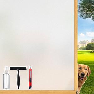 Frosted Glass Window Film Decorative with Reference Cutting Line, Bathroom Window Privacy Film for Glass Windows Cover, Static Cling, Removable, Reusable, Anti-UV, Anti-Glare, 29.5" x 78.7"