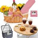 Family Picnic Basket for 4 with Table and Blanket Collapsible Cooler Bag Insulated Picnic Set for Beach Picnic Hamper Picnic Date Essentials for Outdoor Picnic Accessories