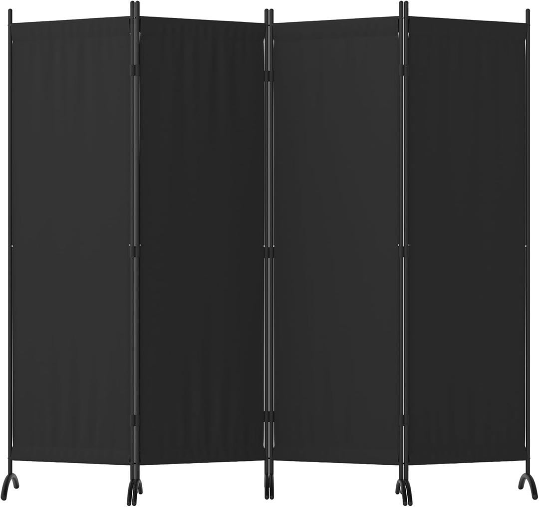 Room Divider, 4 Panel Folding Privacy Screens, 88 Portable Room Dividers with Metal Feet, Lightweight 6FT Partition Divider for Room Separation Wall Divider Screen for Bedroom Office (Black)
