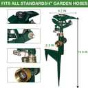 Hourleey 2 Pack Impact Sprinkler for Yard, Adjustable 360 Degree Zinc Alloy Sprinkler Head on Metal Step Spike, Heavy Duty Pulsating Water Sprinklers for Large Area Lawn Garden Irrigation