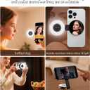 CloudValley Magnetic Selfie Light with Mirror, 3-in-1 Portable LED Ring Light for iPhone & Android, Rechargeable Foldable Holder, Adjustable Brightness & Color, Perfect for Video, Photo & Makeup