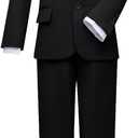 Visaccy Boys Formal Suit Slim Fit Dress Clothes Ring Bearer Outfit Tuxedo Suits,Adjustable Waist (2T, Black)