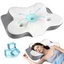 Cerrvical Neck Pillow- Ergonomic Memory Foam Pillows for Sleeping, Dual Ear Relief Zone Contour Pillow, Neck Support Pillows for Side Back &Stomach Sleeper (White)