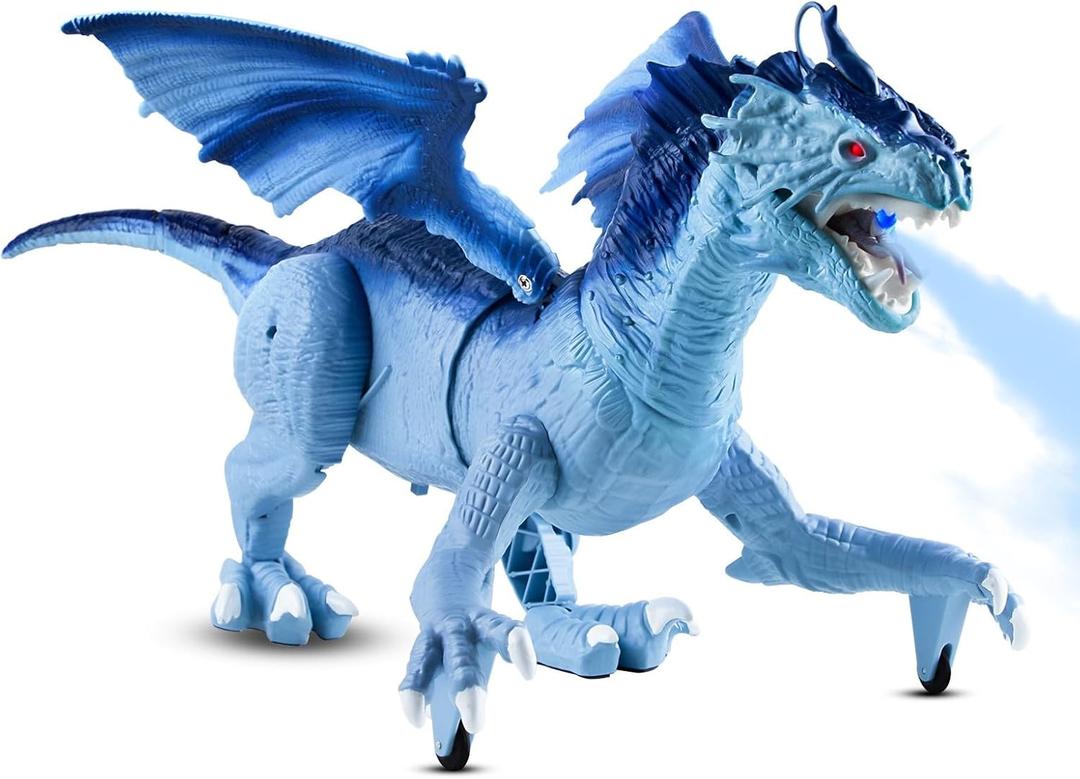 Remote Control Dragon Toy for Kids  RC Large Dragon Figure with Flapping Wings, Roaring Sound, Mist-Spraying, LED Light-Up Eyes  Birthday for Boys, Girls Ages 3+