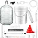 Ziliny Wine Making Kit Include 5 Gallon Carboy, 6.5Gallon Bucket,Lid, Automatic Siphon, Hydrometer, Alcohol Percentage Tester, Bottle Filler, Airlock, Plug Funnel for Primary & Secondary Fermentation