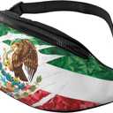 Mexican Flag Fanny Pack Waist Bag Adjustable Belt Bag For Men Women Traveling Hiking Cycling Running